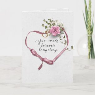 Carte Coeur de ruban avec Rose et Ivy