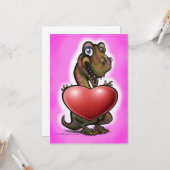 Carte cœur de T-Rex bébé (Devant/Arrière en situation)