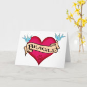 Carte Coeur de tatouage de beagle (Fleur jaune)