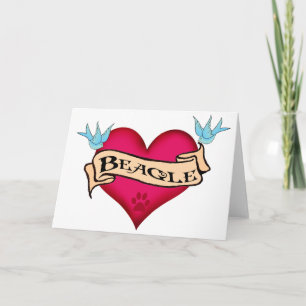 Carte Coeur de tatouage de beagle