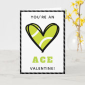 Carte Coeur de tennis Valentine's Day Enfants Coach Fun  (Fleur jaune)