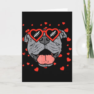 Carte Cœur de visage de Pitbull Gles Saint-Valentin Anim