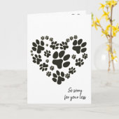 Carte Cœur d'empreinte de patte pour perte d'animal de c (Fleur jaune)