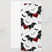 Carte Coeur d'Halloween avec ailes de chauve-souris noir (Devant / Derrière)