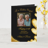 Carte Coeur d'or élégant 50e anniversaire de Mariage (Fleur jaune)