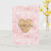 Carte Coeur d'or rose rose Fille (Fleur jaune)