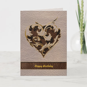 Carte Cœur doux aspect cuir