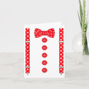 Carte Cœur Drôle Cravate Papillon Suspenders Fête de la