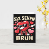 Carte Cœur drôle qui Dabbing 67 Bruh Six Seven Mème Vale (Fleur jaune)