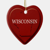 Carte Coeur du Wisconsin Ornement de Noël (Droite)