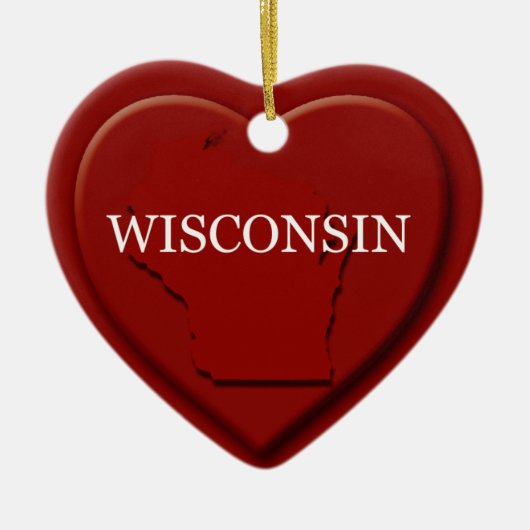 Carte Coeur du Wisconsin Ornement de Noël (Devant)