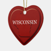 Carte Coeur du Wisconsin Ornement de Noël (Gauche)