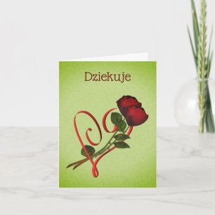 Carte Coeur Dziekuje Merci Rouge Roses
