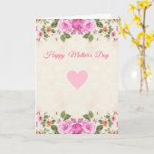 Carte Coeur élégant & Fleurs Fête des Mères (Fleur jaune)