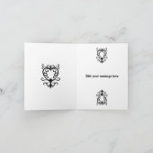 Carte Cœur élégant gothique victorien en bleu Bonjour (Intérieur)