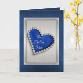 Carte Cœur en diamant bleu argenté romantique (Fleur jaune)