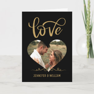 Carte Cœur en forme de typographie dorée Photo Valentine