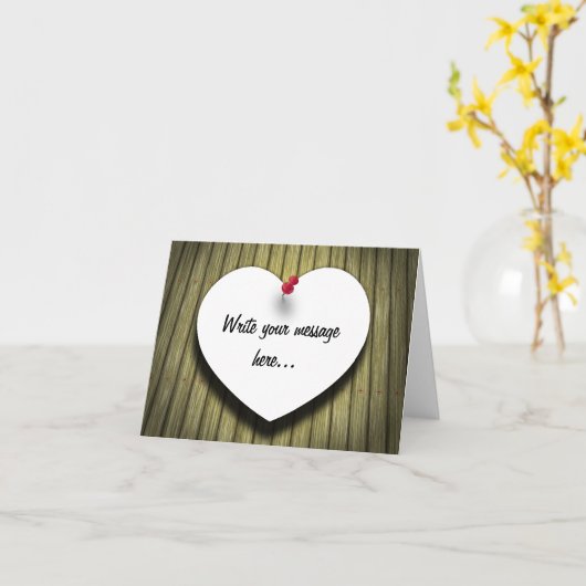 Carte Cœur en papier écriture manuscrite rustique (Fleur jaune)