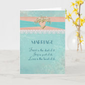 Carte coeur et dentelle en or mariage (Fleur jaune)