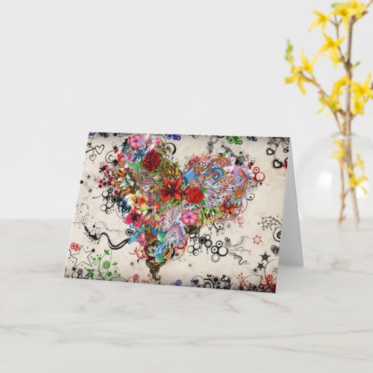 Carte Coeur et fleurs (Fleur jaune)