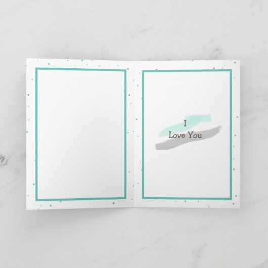 Carte Cœur et rubans fantaisistes sarcelle et gris pour (Intérieur)