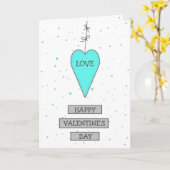 Carte Cœur et rubans fantaisistes sarcelle et gris pour (Fleur jaune)