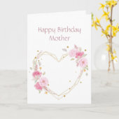 Carte Coeur Fleur Rose Mère Anniversaire (Fleur jaune)