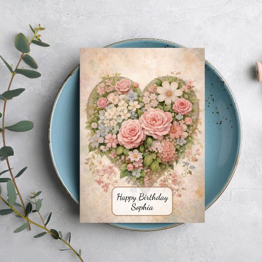 Carte Cœur Floral