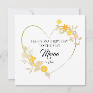 Carte Cœur floral personnalisé pour la fête des mères av