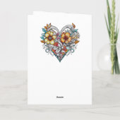 Carte Cœur Floral Romantique Personnalisé (Dos)