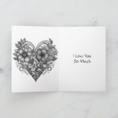 Carte Cœur Floral Romantique Personnalisé (Intérieur)