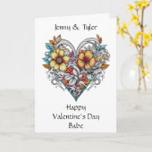 Carte Cœur Floral Romantique Personnalisé (Fleur jaune)