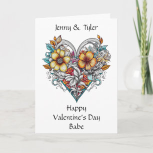Carte Cœur Floral Romantique Personnalisé