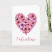 Carte Coeur floral rose et violet Valentine (Devant)