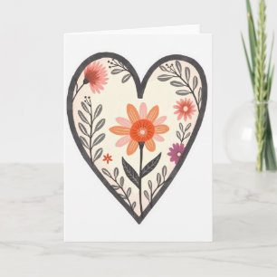 Carte cœur floral simple