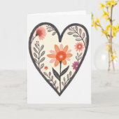 Carte cœur floral simple (Fleur jaune)