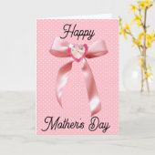 Carte Coeur Gem rose Coquette Bow Bonne fête des mères (Fleur jaune)