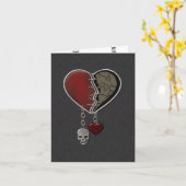 Carte Coeur gothique avec le crâne (Fleur jaune)