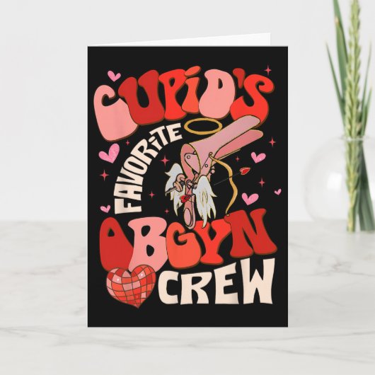 Carte Cœur Groovy Disco Cupid's Équipe Obgyn Préférée Va (Devant)