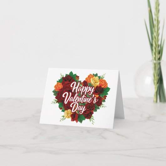 Carte Coeur Heureuse Sainte-Valentin Floral Rose (Devant)