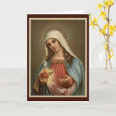 Carte Coeur immaculé de Marie Anniversaire avec lys épée (Fleur jaune)