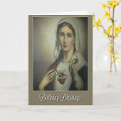 Carte Coeur immaculé de Marie Anniversaire avec rose (Fleur jaune)