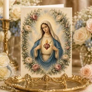 Carte Cœur Immaculé de Marie Catholique Vintage