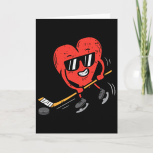 Carte Cœur jouant au hockey sur glace Saint-Valentin Amo