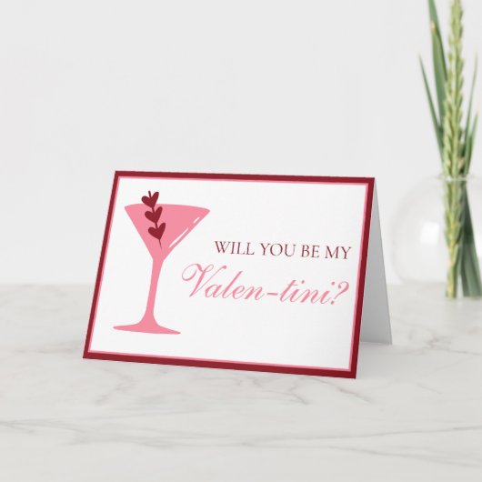 Carte Cœur Martini Galentine's Day Rouge et Rose (Devant)