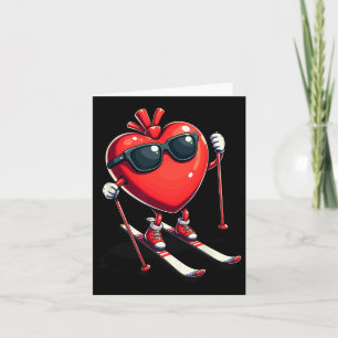 Carte Cœur Mignon Snowboard Ski Skieuse Saint-Valentin