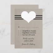 Carte Coeur moderne, Beige (Devant / Derrière)