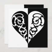 Carte Coeur noir et blanc en fibre (Devant / Derrière)