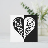 Carte Coeur noir et blanc en fibre (Debout devant)