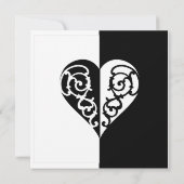 Carte Coeur noir et blanc en fibre (Dos)